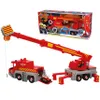 A toy fire truck with a crane and a small vehicle, shown with its packaging. Produktbild-Vorschau