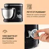 A collage of images showcasing a black kitchen mixer. Voir les images du produit