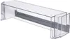 A clear plastic refrigerator shelf or drawer with a gray insert, isolated on a white background. Anteprima dell’immagine prodotto