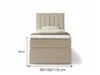 A single bed with a headboard and mattress, shown from the front with dimensions indicated. Produktbild-Vorschau