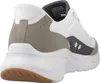 Rear view of a white and gray sneaker with a thick white sole and a brown heel. Náhled obrázku produktu
