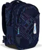 A dark blue backpack with a geometric pattern of thin, colorful lines. Voir les images du produit