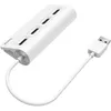 A white USB hub with four ports and a connected USB cable is shown against a white background. Podgląd zdjęcia produktu