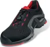 A single black and red uvex 1 support Halbschuhe S1P shoe is shown against a white background. Produktbild-Vorschau