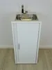 A white cabinet with a stainless steel sink and faucet. Podgląd zdjęcia produktu