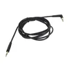 A coiled black audio cable with two 3.5mm jack connectors, one straight and one at a right angle, against a white background. Produktbild-Vorschau