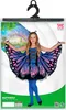 A child modeling a butterfly costume in its packaging, with a fantasy background scene. Produktbild-Vorschau