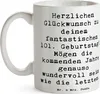 Mr. & Mrs. Panda Kaffeebecher Spruch 101. Geburtstag - Weiß Produktbild-Vorschau 3