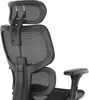 Close-up view of the back and headrest of a black ergonomic office chair. Podgląd zdjęcia produktu