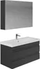 A modern bathroom vanity with a mirror cabinet above it, displayed against a white background. Produktbild-Vorschau