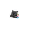 A stack of four toner cartridges, each a different color, is shown against a white background. Voir les images du produit
