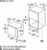 This is a technical diagram showing the dimensions of a built-in appliance, likely a microwave or oven. Náhľad obrázku produktu