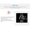 A digital thermostat with a child lock feature highlighted. Produktbild-Vorschau