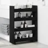 Wąski Wózek do Przechowywania Czarny Dąb 60 x 20 x 82 cm Podgląd zdjęcia produktu 4