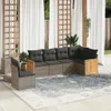 Design 6-tlg. Garten-Sofagarnitur mit Kissen Grau Poly Produktbild-Vorschau 1