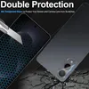 A smartphone screen protector and a smartphone case are shown with a knife attempting to scratch the screen protector, and the phone case is shown falling onto a rocky surface. Produktbild-Vorschau