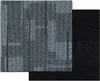 Two carpet tiles are shown, one on top of the other, against a black background. The top tile is gray with a ribbed texture, and the bottom tile is black. Produktbild-Vorschau