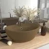 The Living Store Luxus-Waschbecken Überlauf Oval Matt Creme Produktbild-Vorschau 2