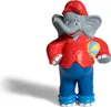 A cartoon-like elephant figurine holding a ball. Produktbild-Vorschau