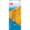 The image shows the packaging of a sewing tool, a Prym Faden-Fee snag wizard, with an illustration of its use on fabric. Anteprima dell’immagine prodotto