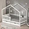 ML-Design detská posteľ domček posteľ 80x160 cm biela s 2 Náhľad obrázku produktu 1