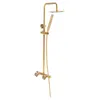 A gold-colored shower system with a rain shower head and a handheld shower head, displayed against a white background. Náhled obrázku produktu