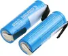 Two blue cylindrical batteries with silver connectors and black protective sleeves, isolated on a white background. Náhled obrázku produktu
