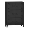 A black metal cabinet with six doors, arranged in three rows of two. Voir les images du produit