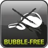 A graphic representing a screen protector with a 'bubble-free' claim. Produktbild-Vorschau