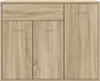 A front view of a wooden sideboard with one drawer and three cabinet doors. Anteprima dell’immagine prodotto