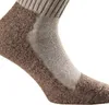 A close-up view of a brown and beige sock, showing its textured material and ribbed cuff. Podgląd zdjęcia produktu