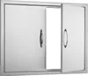 A stainless steel double BBQ access door, with one door slightly ajar. Náhľad obrázku produktu
