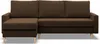 A brown sectional sofa with a chaise lounge is shown from the front against a white background. Produktbild-Vorschau