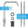 A kitchen faucet and its accessories are displayed against a white background. Produktbild-Vorschau