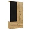 A modern wardrobe set with a black panel and wood-effect finish. Produktbild-Vorschau