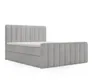 A light gray upholstered box spring bed with a mattress and topper, shown from a side angle against a white background. Produktbild-Vorschau