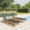 Sonnenliegen 2 Stk. Schwarz Braun Poly Rattan Massivholz Produktbild-Vorschau 2