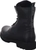 A black leather boot with laces and a white logo strip on the back. Voir les images du produit