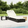 vidaXL Bain de soleil avec toit pliant noir 213x63x97 cm Voir les images du produit 2