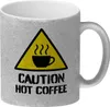 Caution Hot Coffee Glitzer-Kaffeebecher mit Warnsymbol Produktbild-Vorschau 1
