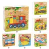 Vzdelávacie drevené puzzle bloky Vozidlá 9el. Náhľad obrázku produktu 2