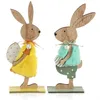 com-four® 2x Deko-Aufsteller für Ostern - Osterhasen-Paar Produktbild-Vorschau 1