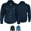 Front- und Rückansichten des BULLDT Herren-Motorradshirts. Dieses Schutzshirt vereint den robusten Look eines klassischen Lumberjack-Designs mit fortschrittlichen Armprotektoren und strapazierfähigem, wasserfestem Material. Produktbild-Vorschau
