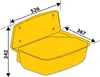 A diagram of a yellow sink with dimensions indicated. Produktbild-Vorschau