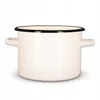 A cream-colored enamel pot with black trim and handles, shown from the front against a white background. Produktbild-Vorschau