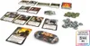 A collection of cards and tokens for a board game, laid out on a white background. Produktbild-Vorschau