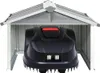 A robotic lawnmower is parked inside a protective garage structure. Náhľad obrázku produktu