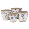 Clayre & Eef Blumentopf Ø 13x12 cm Beige Blau Keramik Rosen Produktbild-Vorschau 3