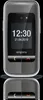 A flip phone is shown from the front and bottom, with the screen displaying the time and date. Podgląd zdjęcia produktu