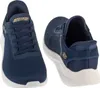 Two navy blue Skechers BOBS Sport Squad Chaos sneakers are shown against a white background. Produktbild-Vorschau